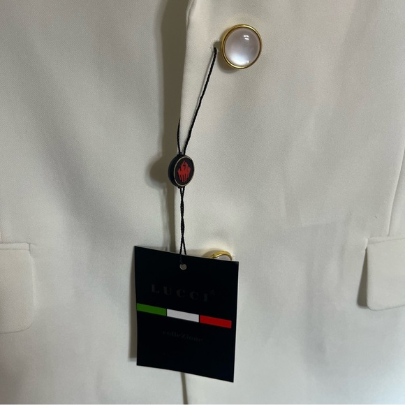 Lucci Collezione Mens Italian White Sz 44R Hand Tailored Blazer Suit Jacket New - Picture 3 of 16